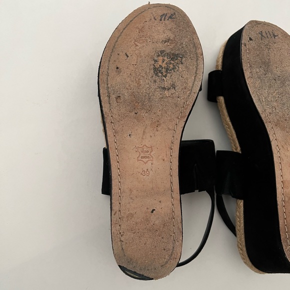 Black suede sling back platform with jute trim - Picture 8 of 12